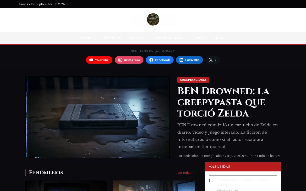 Sitio Web: Lo Inexplicable