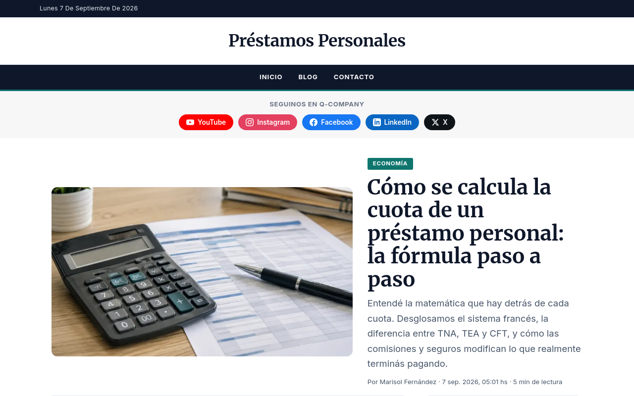 Sitio Web: Prestamos Personales